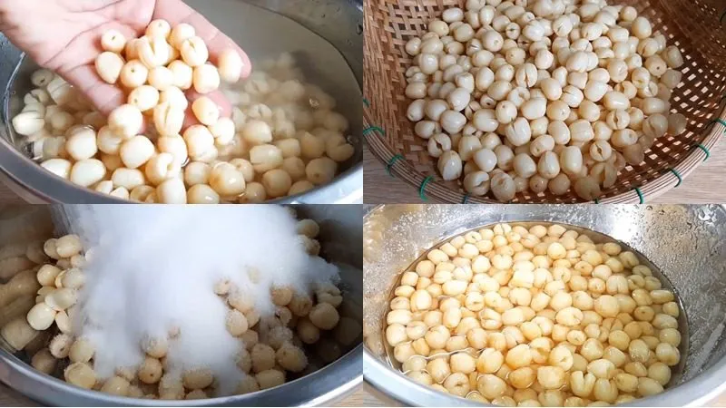 Các bước trong cách làm mứt hạt sen khô tại nhà